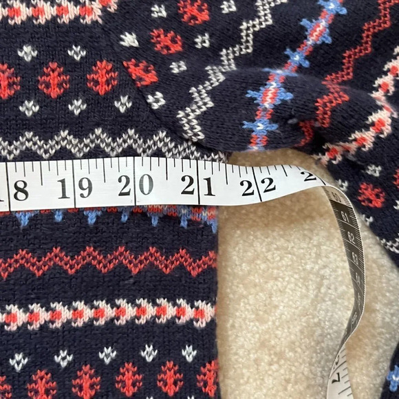 Nautica Navy Blue Fair Isle Crew Neck Sweater Nautical Wool Blend - Size M - Picture 6 of 8
